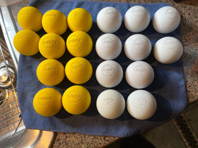 20 New or Lightly used lacrosse balls(10 yellow, 10 white)