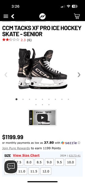 CCM Tacks XF Pro Hockey Skates Regular Width 8 (Used)