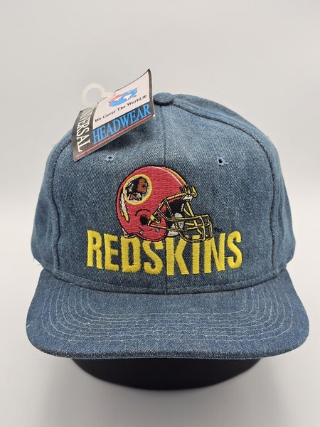 NEW Vintage Rare Washington Redskins 1990s Plain Logo Denim Sports Hat Snapback