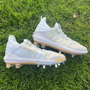 Under Armour Harper 8 Low Men's Metal/TPU Baseball Cleats White & Gold, Size 9 NEW