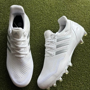 Adidas UltraBoost PE White/Silver Chrome Football Cleats Size 12.5