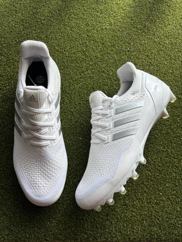 Adidas UltraBoost PE White/Silver Chrome Football Cleats Size 12.5