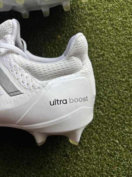 ADIDAS ULTRABOOST PE WHITE/SILVER CHROME FOOTBALL CLEATS SIZE 12.5 Adidas UltraBoost PE White/Silver Chrome Football Cleats  main image 3