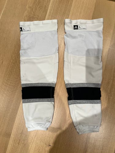 Pro Stock Adidas White LA Kings Game Socks Size Large