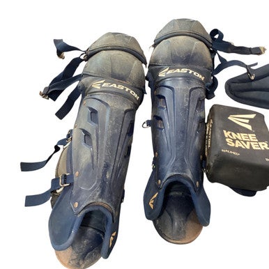 Used Easton INTERMEDIATE 12-15 Catchers Leg Guards Navy Blue Intermed 11479-S000400875