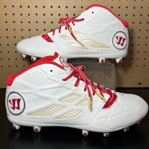 Size 12 Warrior Burn 8.0 Lacrosse cleats white Red NEW