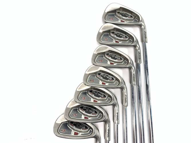 Ping i15 Iron Set 4-9+GW White Dot 3* Up AWT Stiff RH Midsize Grips +1/2''