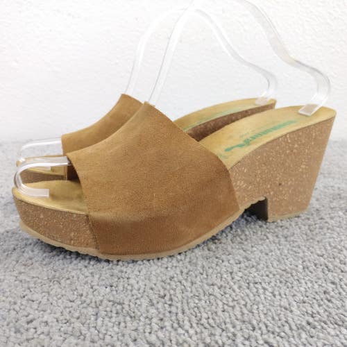 BioNatura Wedge Sandals Womens Size 8 Shoes Brown Suede Made In Italy Slip On