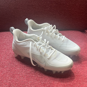 NIKE ALPHA HUARACHE 8 PRO LAX LACROSSE CLEATS WHITE, SIZE 6.5 M