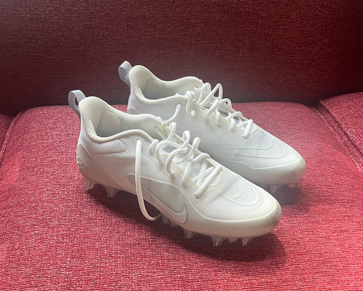NIKE ALPHA HUARACHE 8 PRO LAX LACROSSE CLEATS WHITE, SIZE 6.5 M