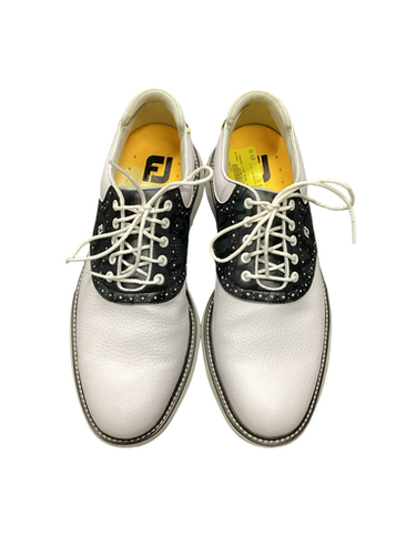 Used Foot Joy Mens Golf Shoes White And Navy Blue Senior 11 11613-S000163306