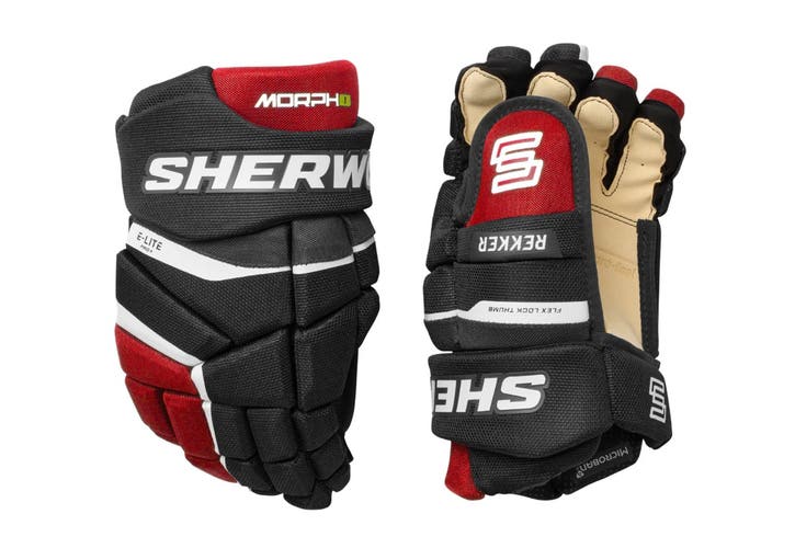 NEW Sherwood Rekker MORPH 1 Hockey Player Gloves (Black/Red)