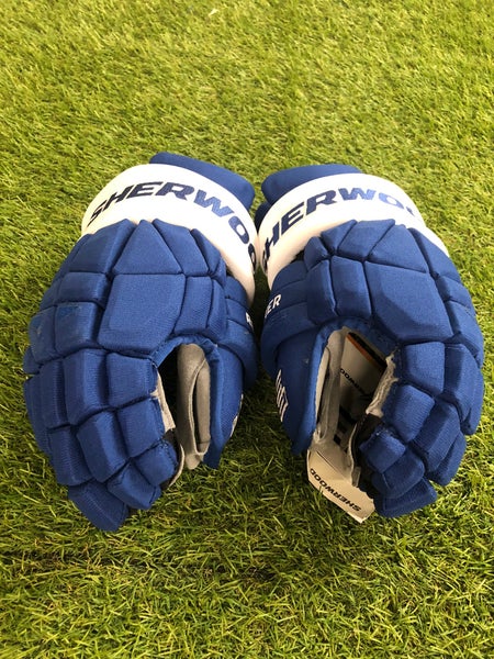 Blue Sher-Wood Rekker Legend Pro Gloves 13" Toronto Maple Leafs Jarnkrok Pro Stock (New)