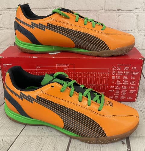 Puma 102598 02 evoSPEED 5 IT JR Indoor Soccer Shoes Orange Charcoal Green US 5