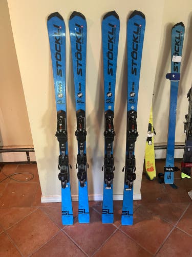 Unisex 2024 Stockli 160 cm Racing laser sl Skis With Bindings Max Din 16 (Used)