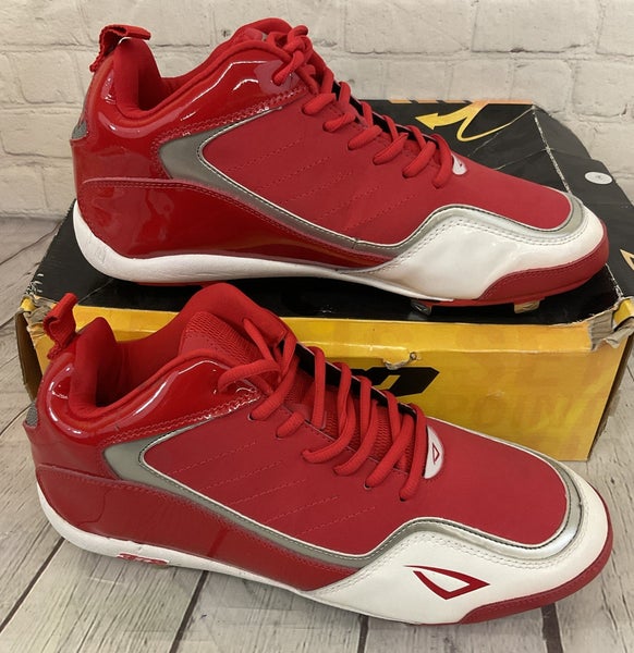 3N2 Men's Viper LO Performance Metal Baseball Cleats Red White US 12
