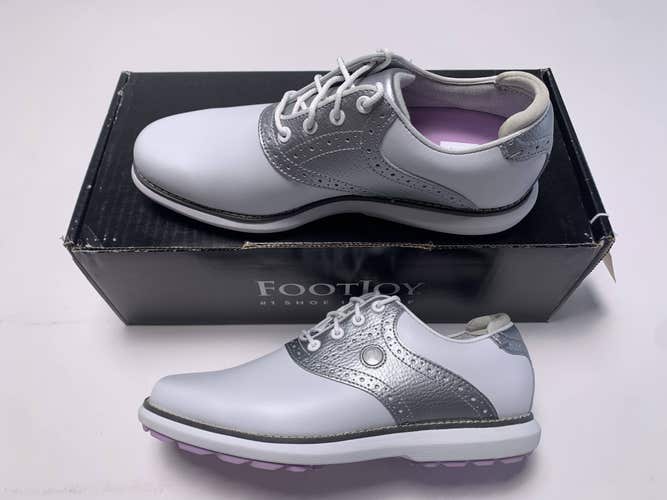 FootJoy FJ Traditions Golf Shoes White Silver Pink Women's SZ 6.5 (97897)