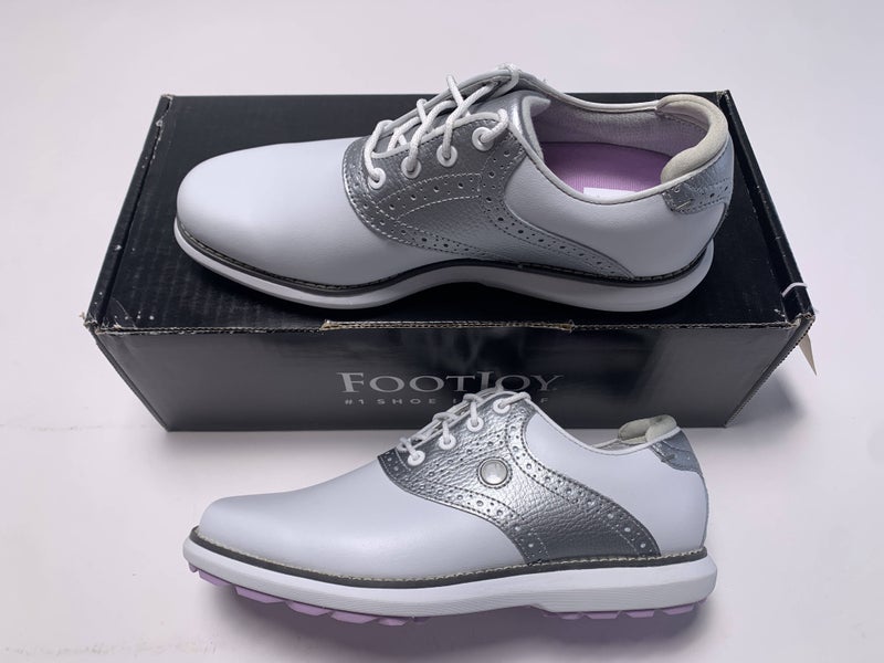 FootJoy FJ Traditions Golf Shoes White Silver Pink Women's SZ 6.5 (97897)