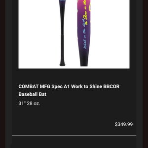 2025 Combat MFG Midnight Rodeo “Work to Shine” Spec A1 28 oz 31In
