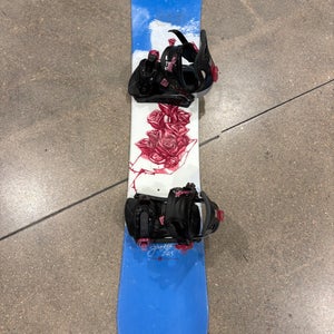 Women's Sims Sparkle 148cm Snowboard | Sims Caroline Bindings Size W 8-12 (Used)