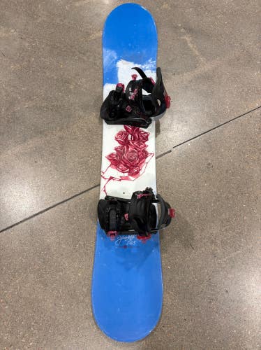 Women's Sims Sparkle 148cm Snowboard | Sims Caroline Bindings Size W 8-12 (Used)