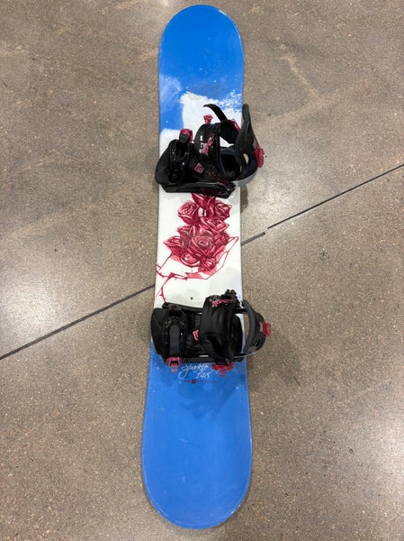 Women's Sims Sparkle 148cm Snowboard | Sims Caroline Bindings Size W 8-12 (Used)