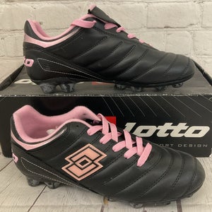 Lotto J2205.BLSP.5H Youth Leather Soccer Cleats Black Pink US 5.5
