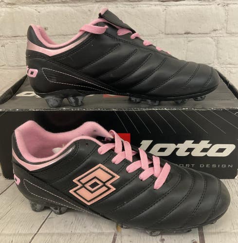 Lotto J2205.BLSP.5H Youth Leather Soccer Cleats Black Pink US 5.5