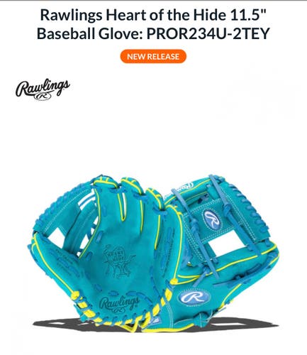 Rawlings Heart of the Hide 11.5" baseball glove. New release 2025 model PROR234U-2TEY