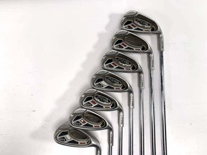 Ping G15 Iron Set 5-PW+SW White Dot 3* Up AWT Regular RH Midsize Grips