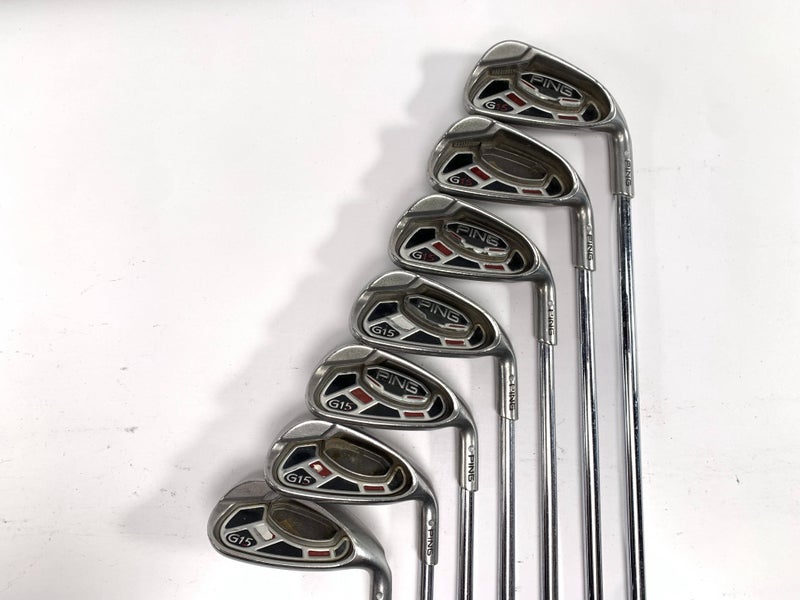 Ping G15 Iron Set 5-PW+SW White Dot 3* Up AWT Regular RH Midsize Grips
