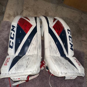30" + 1" CCM Premier P2.5 (Used) White Intermediate Goalie Leg Pads P 2.5