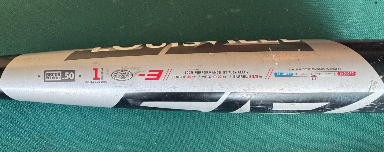 Louisville Slugger Omaha 518 Alloy BBCOR Certified Bat (-3)  27 oz 30" (Used)