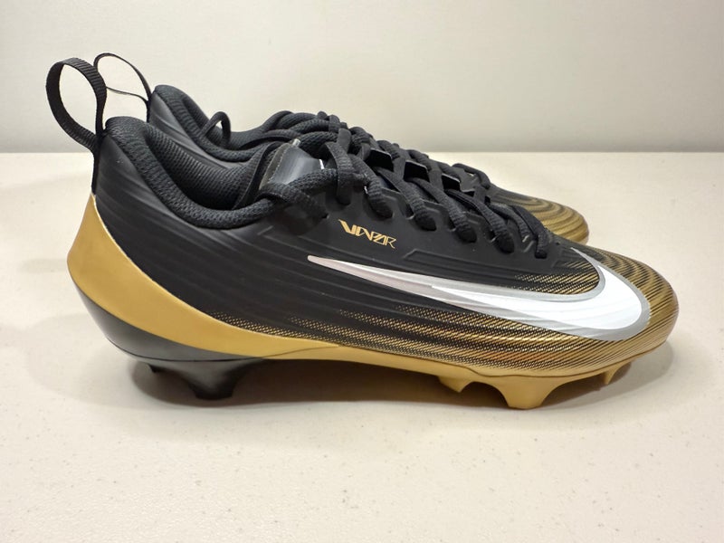 Size 8.5 Men’s Nike Vapor Speed 3 Football Shoes Cleats Black Gold