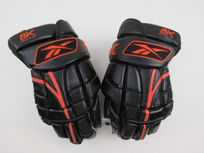 Reebok RBK 9K Leather Black Orange Pro Hockey Gloves Senior Size 15" Ducks Flyers