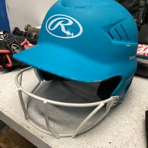 Used Rawlings Batting Helmet w/Mask Carolina Blue MD 11443-S000196129