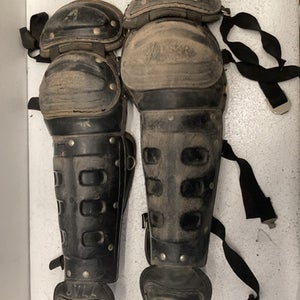 Used All Star SHIN GUARDS Catchers Leg Guards Black Youth 11443-S000196284