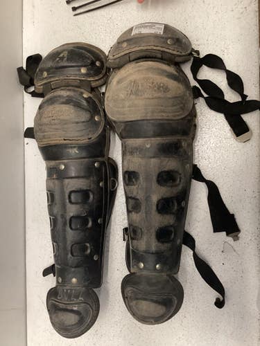 Used All Star SHIN GUARDS Catchers Leg Guards Black Youth 11443-S000196284