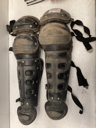 Used All Star SHIN GUARDS Catchers Leg Guards Black Youth 11443-S000196284