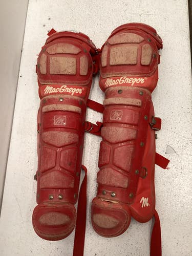 Used MacGregor SHIN GAURDS Catchers Leg Guards Red Intermed 11443-S000196286