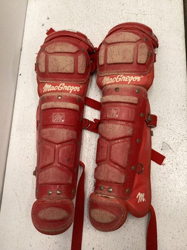Used MacGregor SHIN GAURDS Catchers Leg Guards Red Intermed 11443-S000196286
