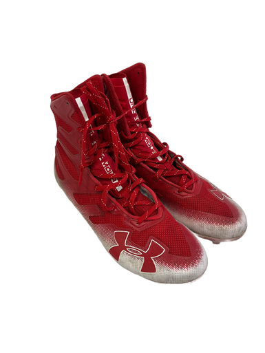 Used Under Armour HIGHLIGHT MC Adult FB Cleats White And Red Senior 12 11692-S000139657
