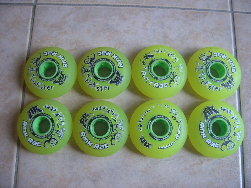 Eight (8) Rink Rats Trickster XXXＧrip Roller/Inline Hockey Skates Wheels Hi-Lo 76-80MM