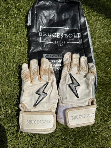 Bruce Bolt Youth XXS Batting Gloves White Chrome Series
