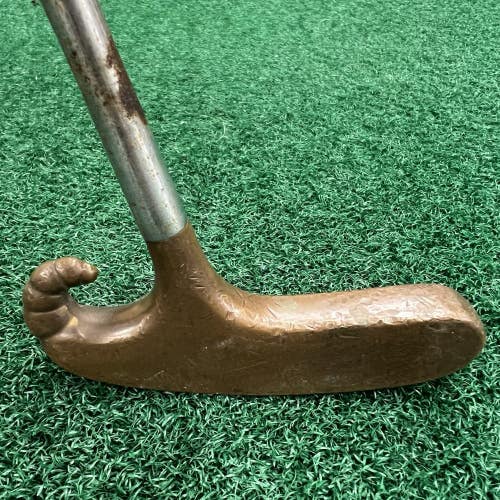 RAM 400 Horn Putter RH Fluted Steel Shaft Ramrod Brass Gold Golf Club Vintage RH