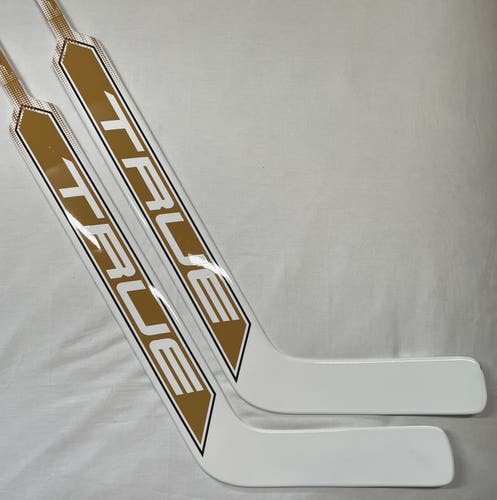 NEW True HZRDUS 5X4 Goalie Sticks, 25", Regular Hand, White/Black/Vegas Gold , 2-pack