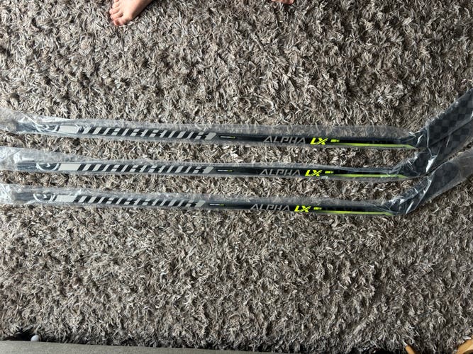 3 Pack, Senior Warrior Alpha LX Pro Left Hand Hockey Stick P88M Pro Stock (New)