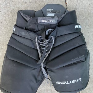Black Intermediate Medium Bauer Elite Hockey Goalie Pants (Used)