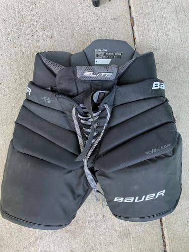 Black Intermediate Medium Bauer Elite Hockey Goalie Pants (Used)