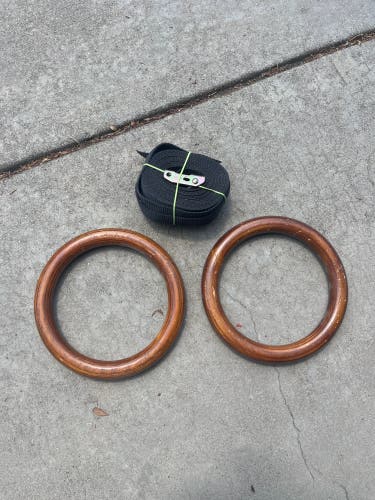 Gymnastics rings with straps
